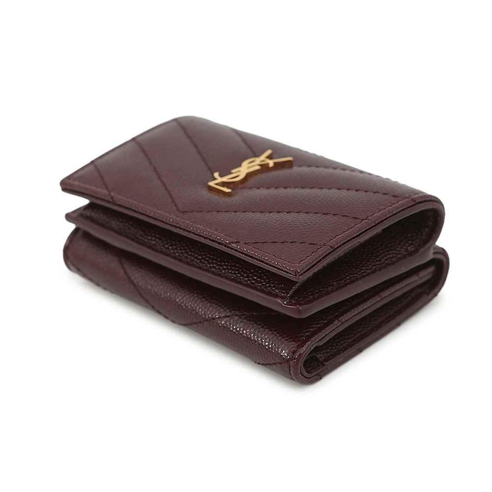 Saint Laurent Tri Origami Monogram Wallet Leather fold Paris Brown
